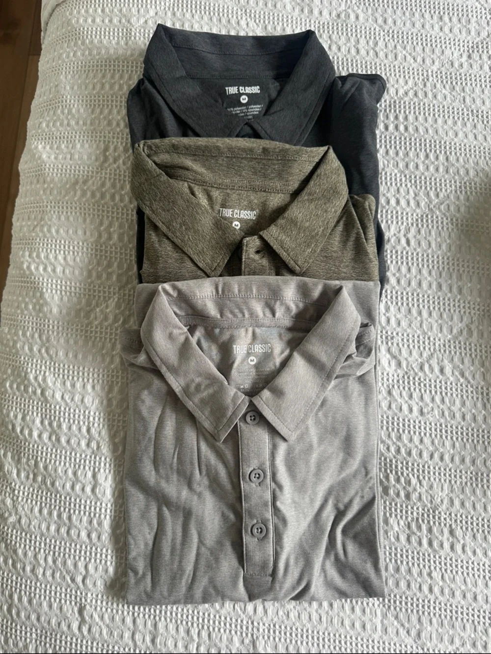 True Classic Men's Polo Pack — Black, Olive, and Light Gray - Picture 1 of 2